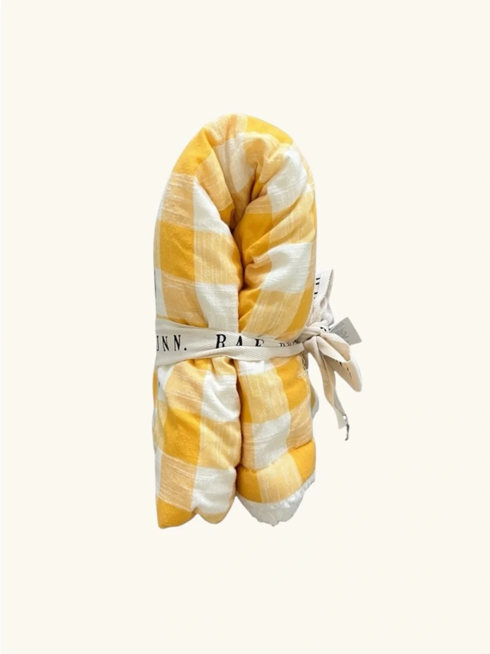 Rae Dunn FAMILY Golden Yellow and White Buffalo Check Gingham Sherpa Throw